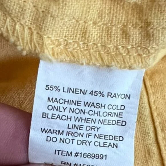 Briggs Ladies' Ruffle V-Neck Linen Blend Dress - Yellow XL - Picture 4 of 5